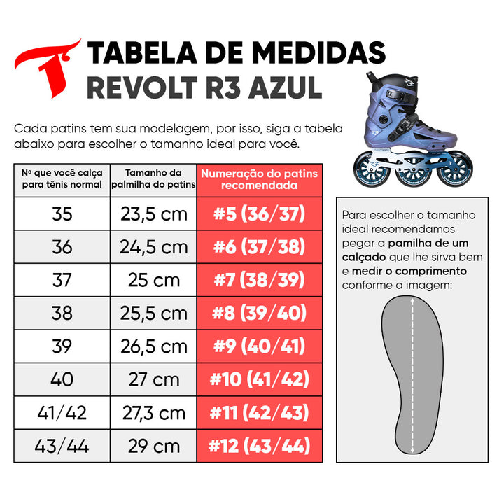 Patins New Revolt R3 Azul Holográfico - 110mm ABEC-9