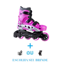 PATINS INLINE TRAXART SPECTRO ROSA 72MM ABEC 5 + BRINDE