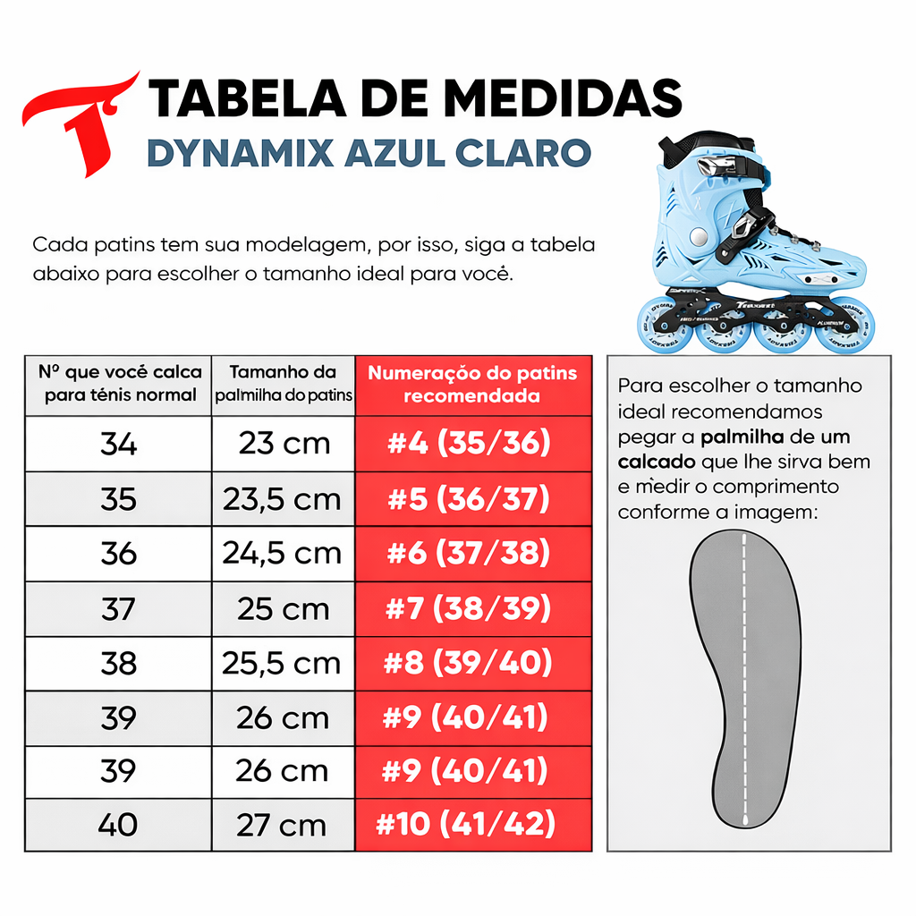 Patins Dynamix Azul Claro - 80mm Abec-7