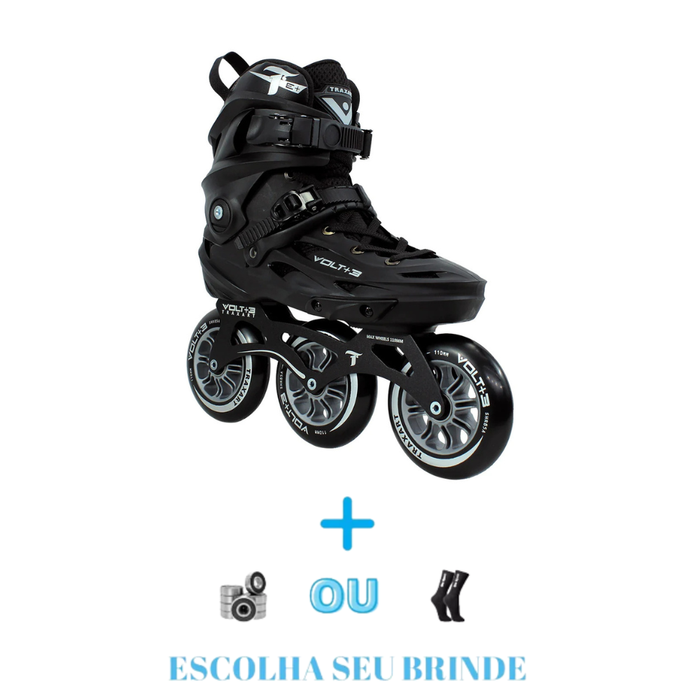 PATINS FREESTYLE TRAXART VOLT+ 3 PRETO - 110MM ABEC-9 CROMo