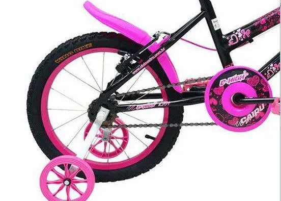 BICICLETA  CAIRU ARO 16  FADINHA PRETO/ROSA C/ RODINHAS