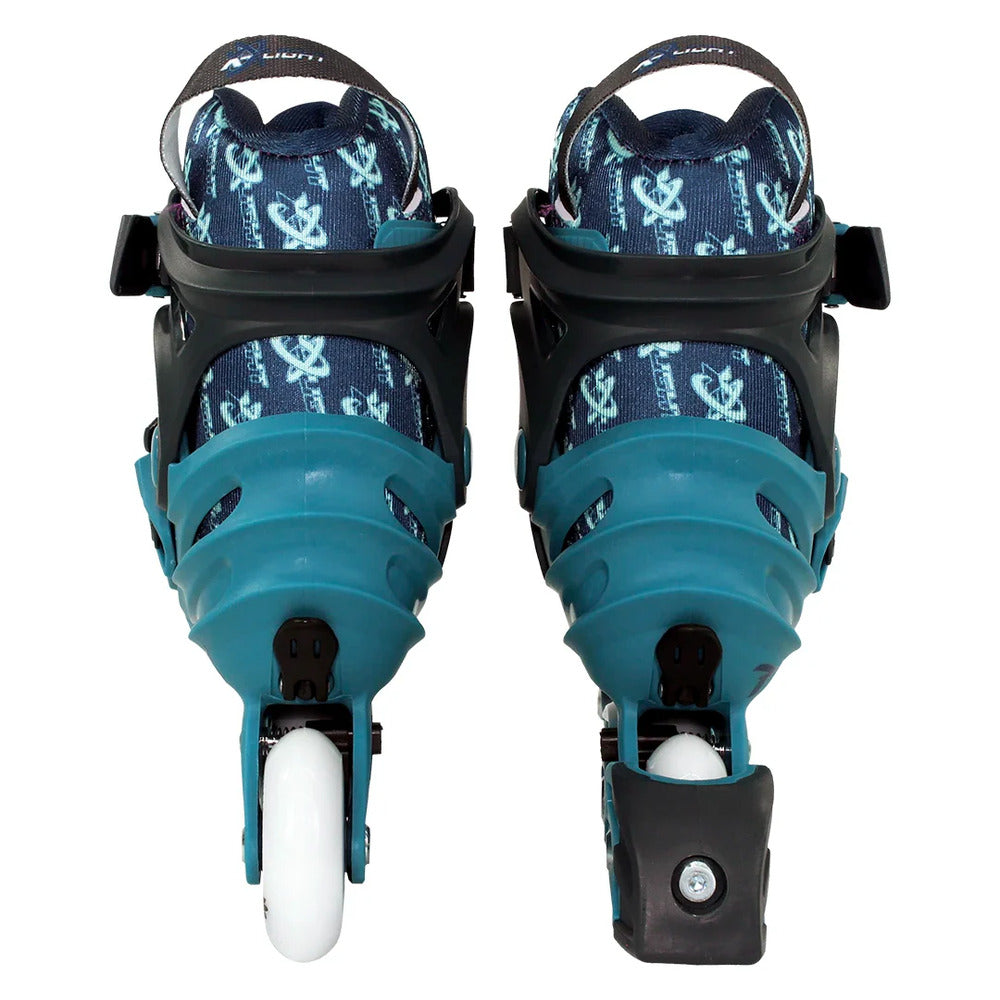 PATINS TRAXART X-LIGHT AZUL  AJUSTAVEL COM RODAS DE LED ABEC 9