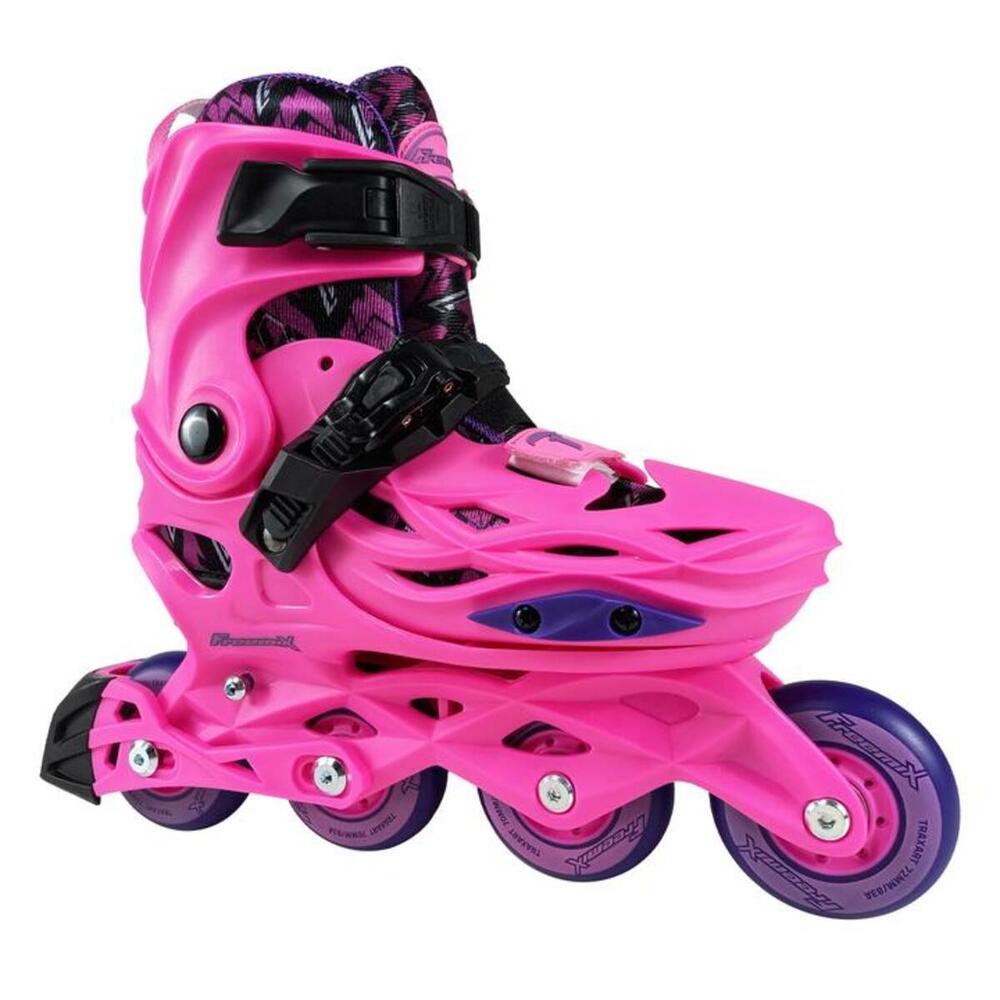 PATINS INFANTIL INLINE FREEMIX ROSA TRAXART AJUSTAVEL ABEC 9