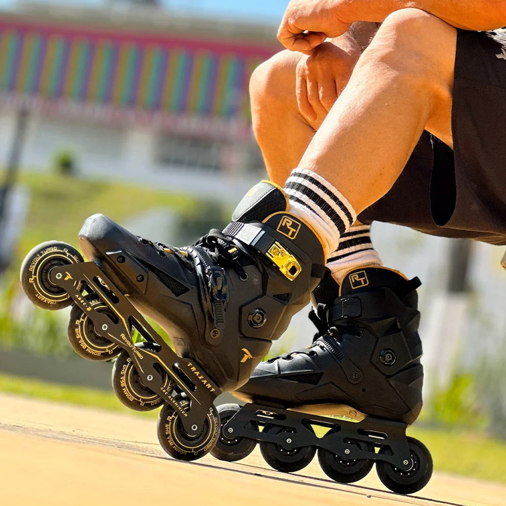 Patins  Traxart Revolt Turbo Black Gold 80mm ABEC-9 Cromo