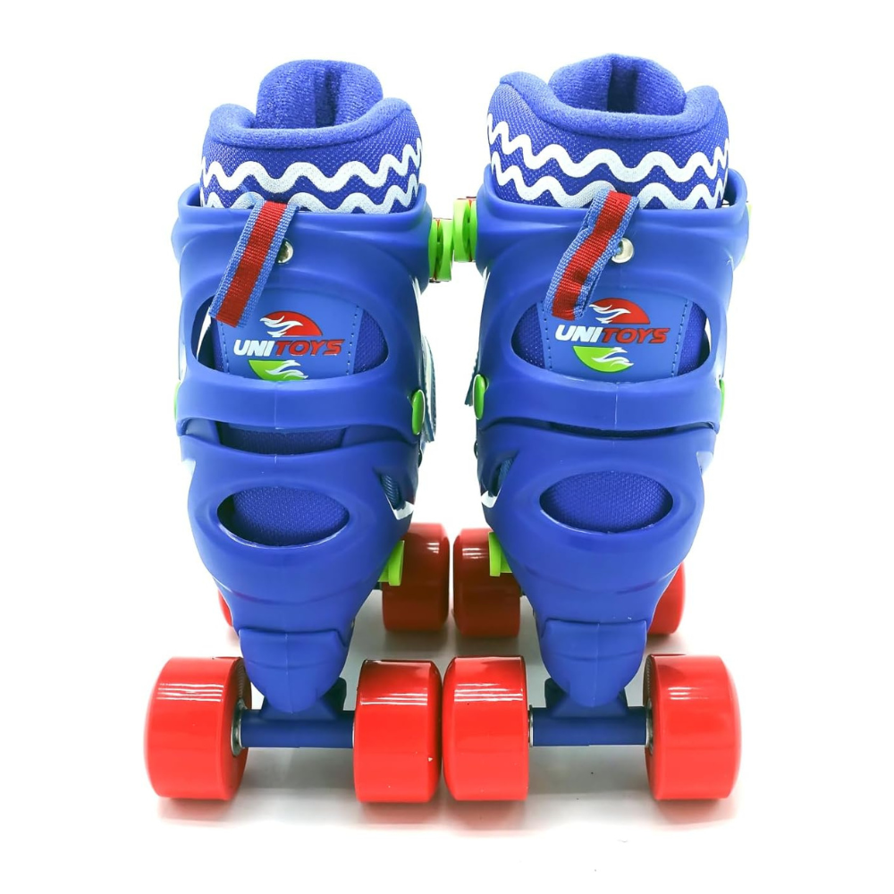 PATINS QUAD INFANTIL AJUSTAVEL 34/37 AZUL KIT DE PROTEÇÃO
