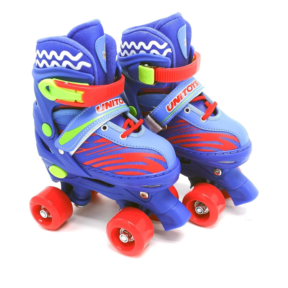 PATINS QUAD INFANTIL AJUSTAVEL 34/37 AZUL KIT DE PROTEÇÃO