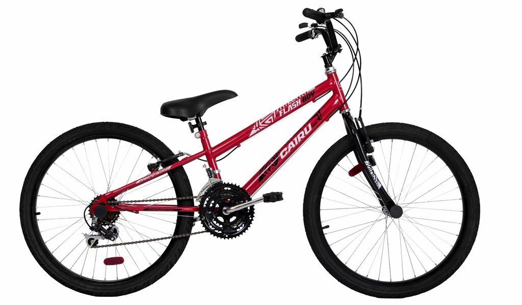 BICICLETA  ARO 24 CAIRU FLASH BOY COM MARCHA 21V VERMELHO