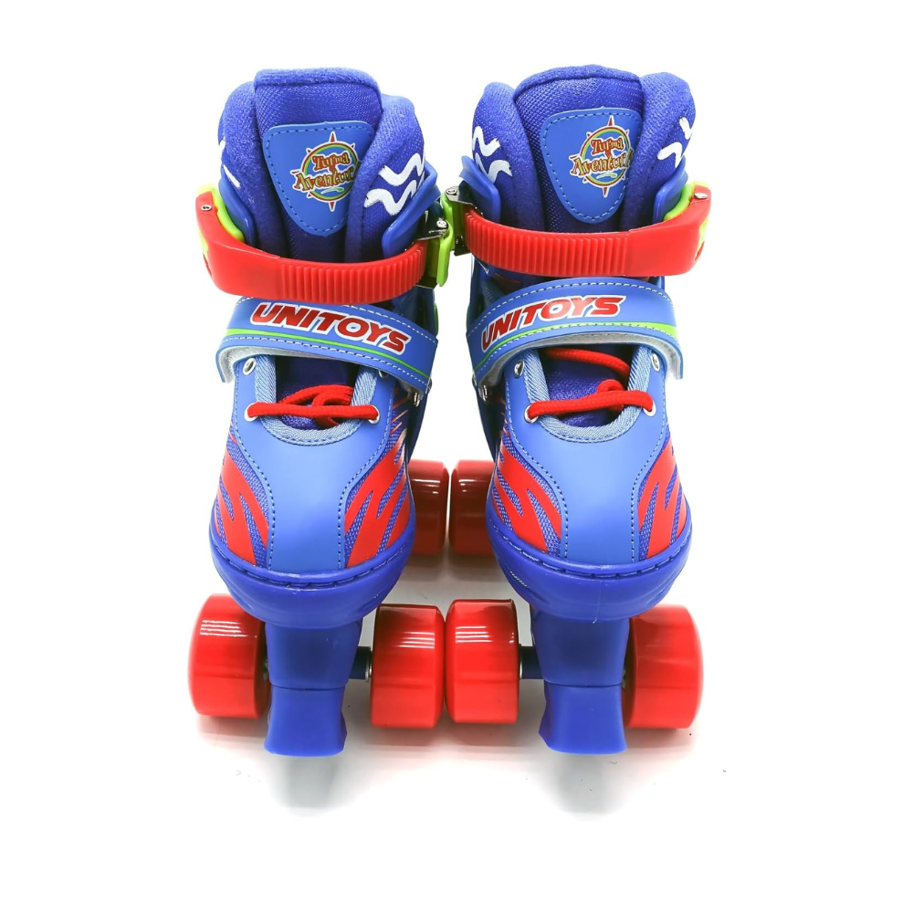 PATINS QUAD INFANTIL AJUSTAVEL 34/37 AZUL KIT DE PROTEÇÃO