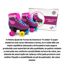 PATINS ROLLER QUAD CLASSICO ROSA  XADREZ + BRINDE