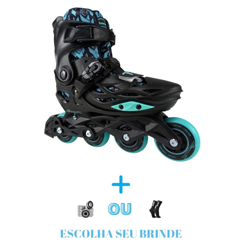PATINS INFANTIL INLINE FREEMIX PTO TRAXART AJUSTAVEL ABEC 9