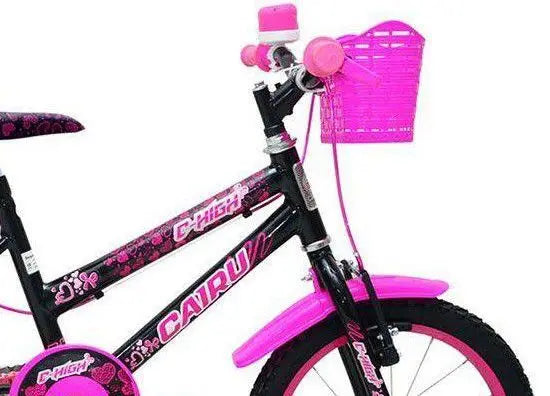 BICICLETA  CAIRU ARO 16  FADINHA PRETO/ROSA C/ RODINHAS