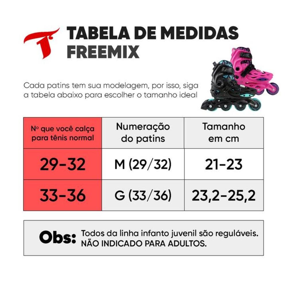 PATINS INFANTIL INLINE FREEMIX ROSA TRAXART AJUSTAVEL ABEC 9