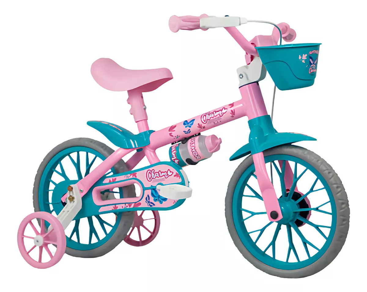 BICICLETA  ARO 12 INFANTIL FEMININA CHARM COM RODINHAS