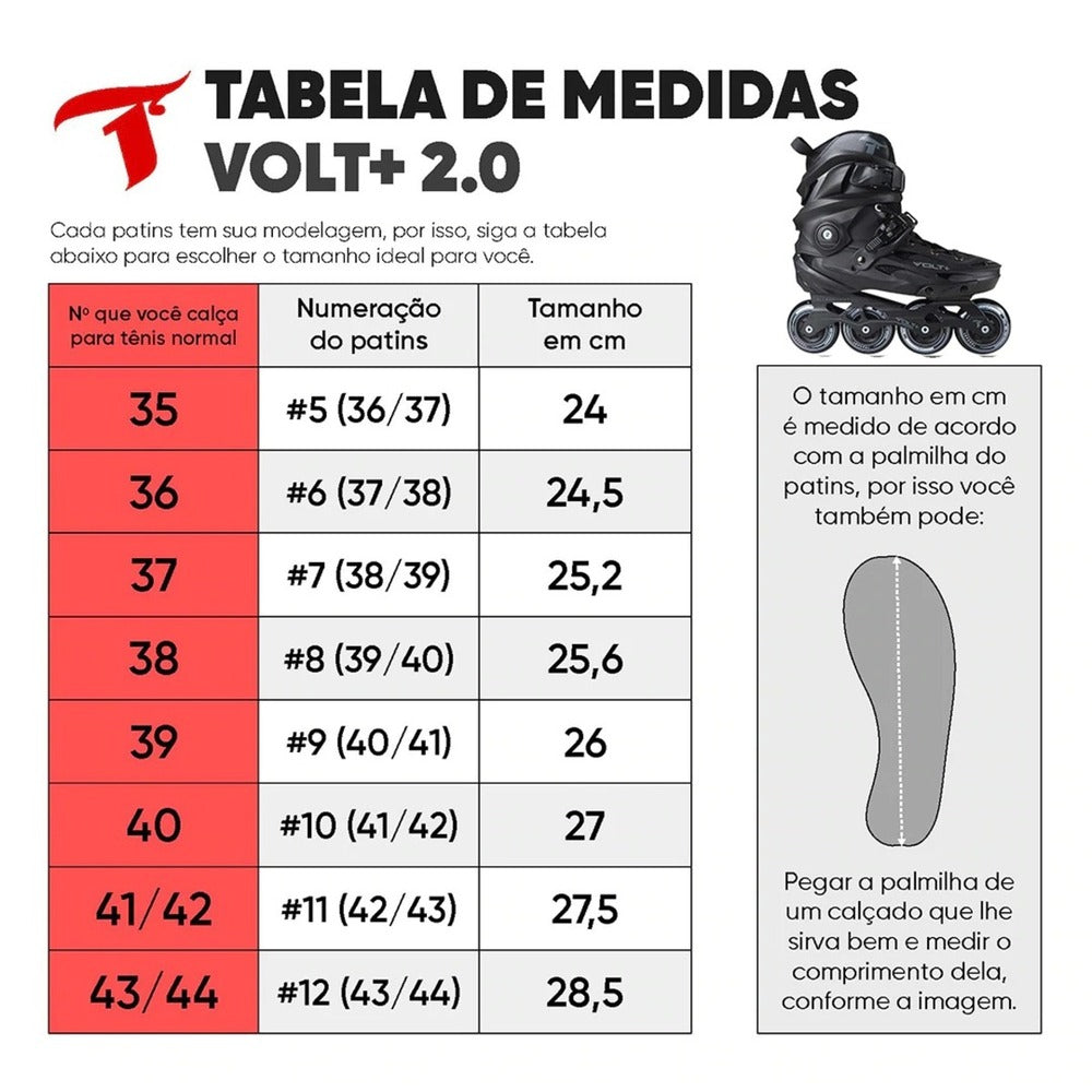 PATINS VOLT+ PRETO 2.0 INLINE FREESTYLE/URBAN TRAXART PRETO ABEC 9