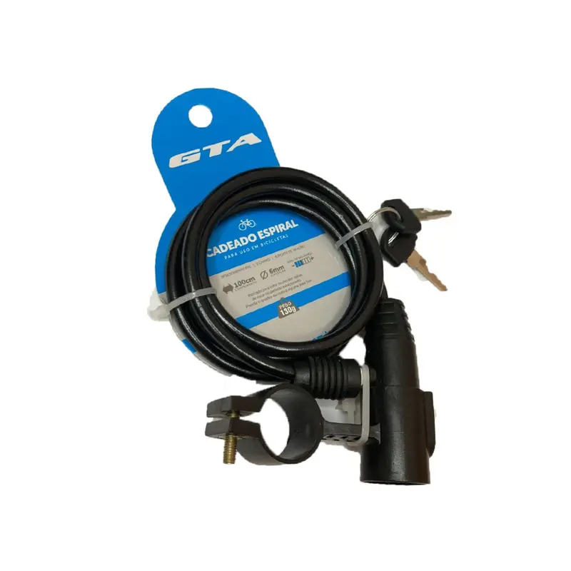 Cadeado Espiral para Bicicleta 100 cm x 6 mm – GTA