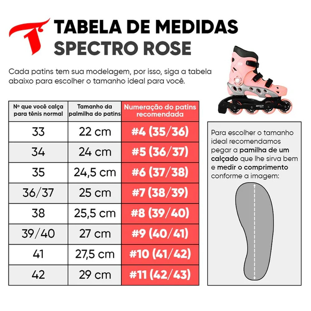 PATINS INLINE TRAXART SPECTRO ROSE  72MM  ABEC-5 + BRINDE