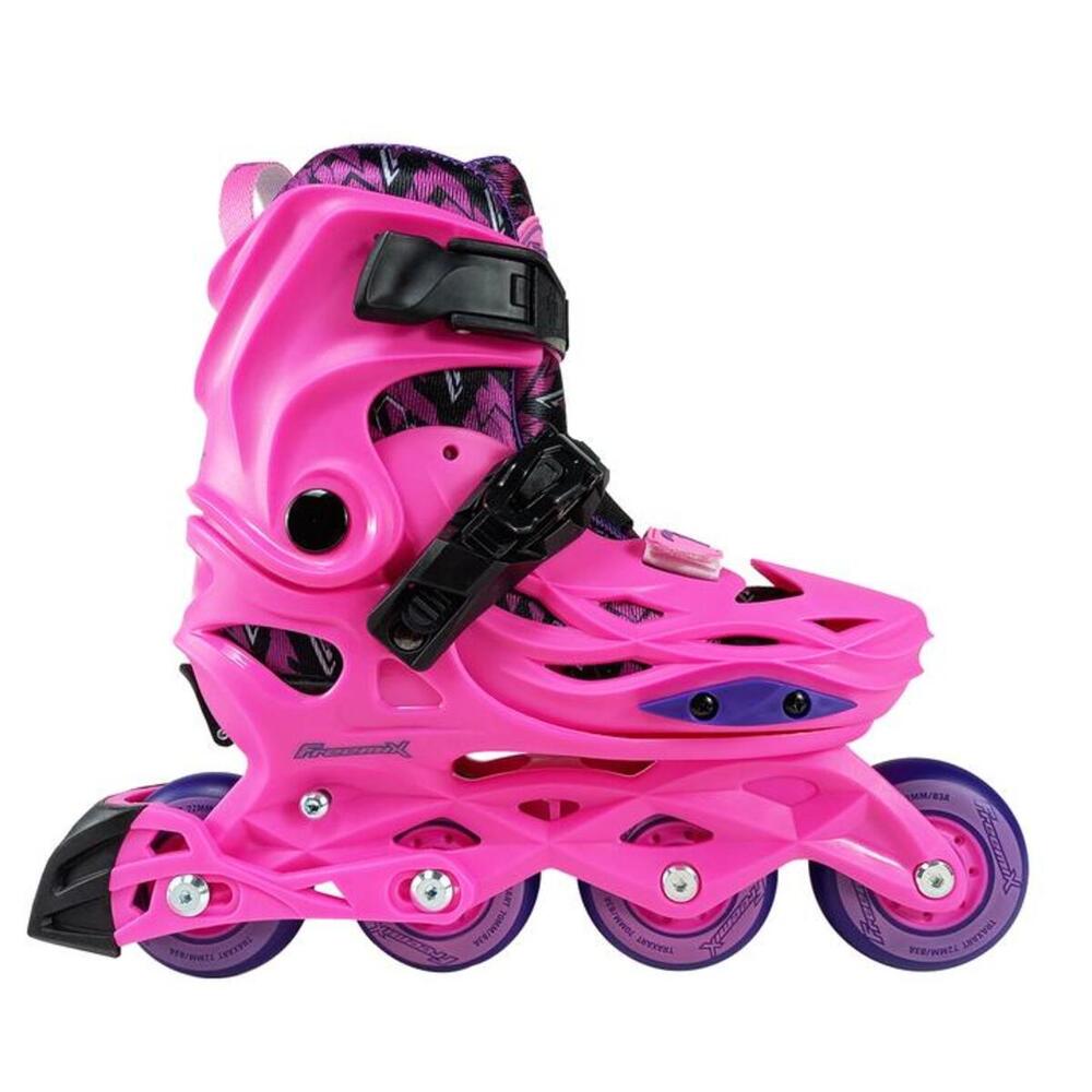 PATINS INFANTIL INLINE FREEMIX ROSA TRAXART AJUSTAVEL ABEC 9